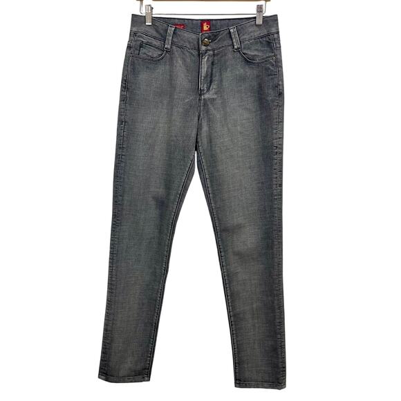 Vintage 80s Sasson Jeans Gray Jeweled Mid Rise Skinny Leg Shuffle 32x33 Size 10 - Picture 1 of 10